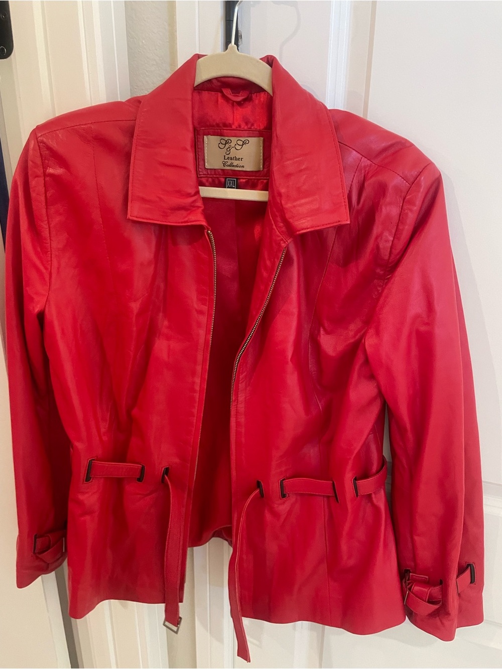 Italian Women's Red Leather Jacket